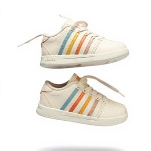 K-Swiss Kids' Sneakers in Cream with Colorful Stripes